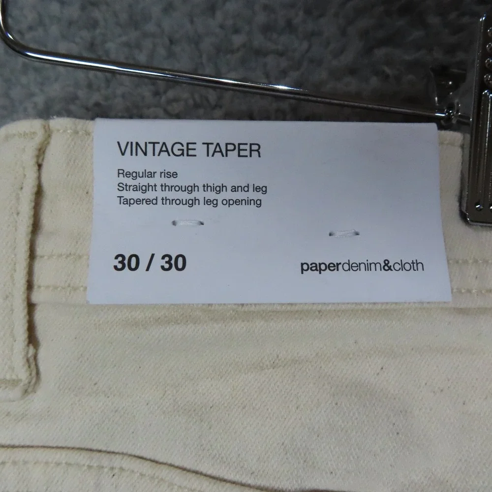Paper Denim & Cloth Mens 30x30 Vintage Taper Jeans Ivory Straight NEW‎ READ